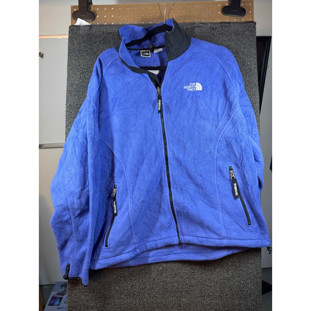The North Face Fleece Jacket Womens XL Blue Full Zip Mock Neck Mock Neck